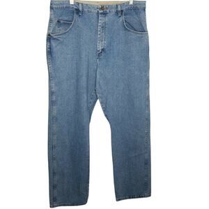 Wrangler Jeans Mens Relaxed Fit Blue Y2K Light Wash 38x32 Denim Straight Leg